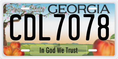 GA license plate CDL7078