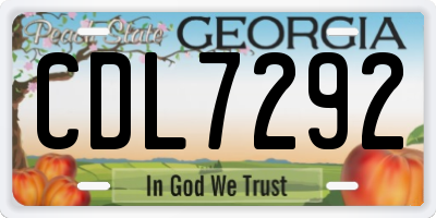 GA license plate CDL7292