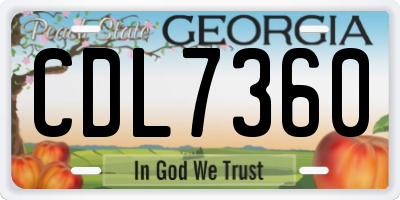 GA license plate CDL7360