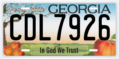 GA license plate CDL7926