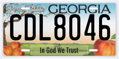 GA license plate CDL8046