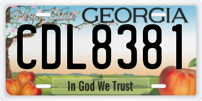 GA license plate CDL8381