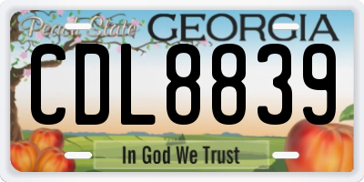 GA license plate CDL8839