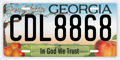 GA license plate CDL8868