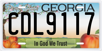 GA license plate CDL9117