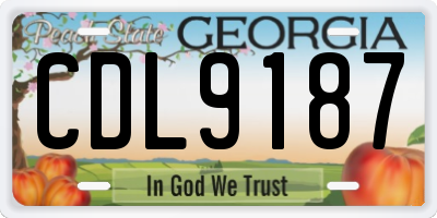 GA license plate CDL9187