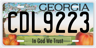 GA license plate CDL9223