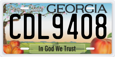 GA license plate CDL9408
