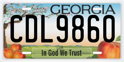 GA license plate CDL9860