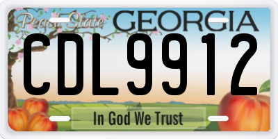 GA license plate CDL9912