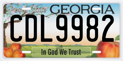 GA license plate CDL9982