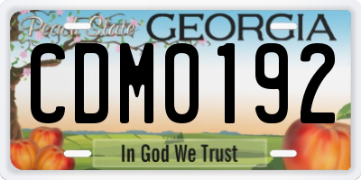 GA license plate CDM0192