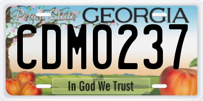 GA license plate CDM0237