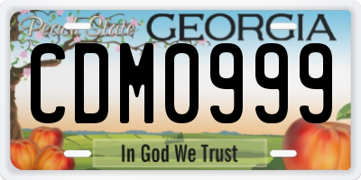 GA license plate CDM0999