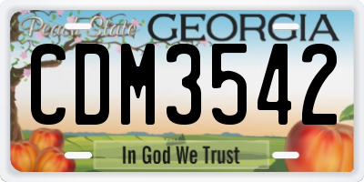 GA license plate CDM3542