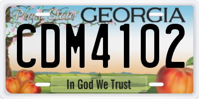 GA license plate CDM4102