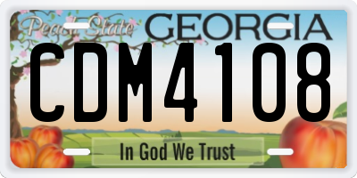 GA license plate CDM4108