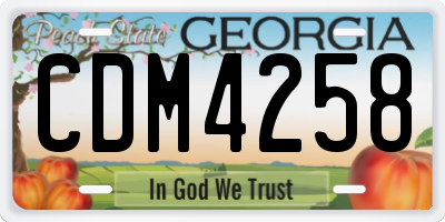 GA license plate CDM4258