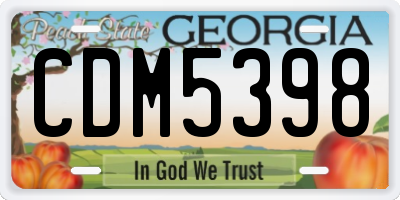 GA license plate CDM5398