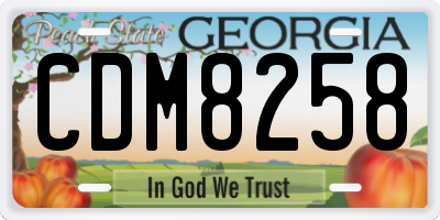 GA license plate CDM8258