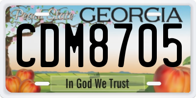 GA license plate CDM8705