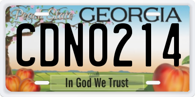 GA license plate CDN0214