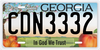 GA license plate CDN3332