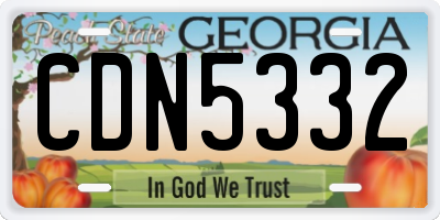 GA license plate CDN5332