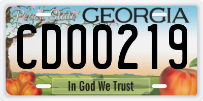 GA license plate CDO0219