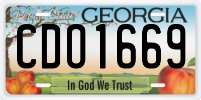 GA license plate CDO1669