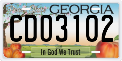 GA license plate CDO3102