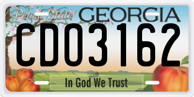 GA license plate CDO3162