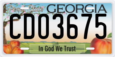 GA license plate CDO3675