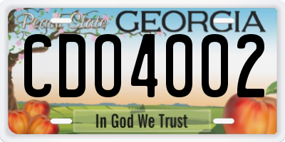 GA license plate CDO4002