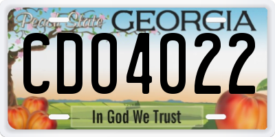 GA license plate CDO4022