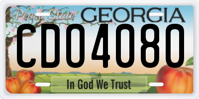 GA license plate CDO4080