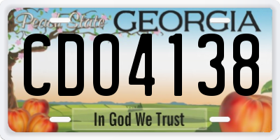 GA license plate CDO4138