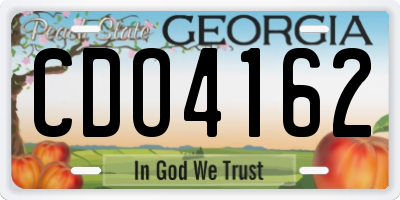 GA license plate CDO4162