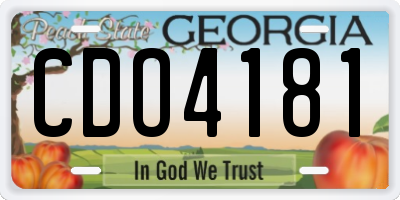 GA license plate CDO4181