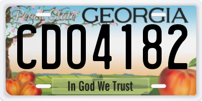 GA license plate CDO4182