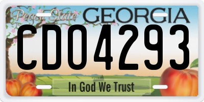 GA license plate CDO4293