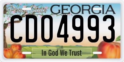 GA license plate CDO4993