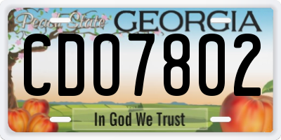 GA license plate CDO7802