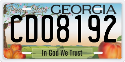 GA license plate CDO8192