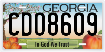 GA license plate CDO8609