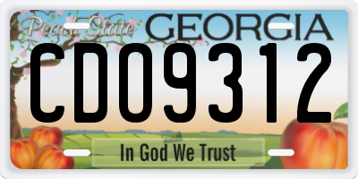 GA license plate CDO9312