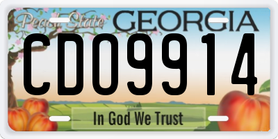 GA license plate CDO9914