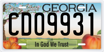GA license plate CDO9931