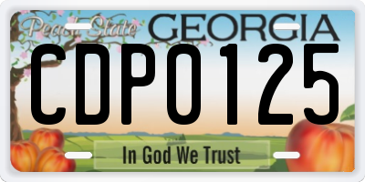 GA license plate CDP0125
