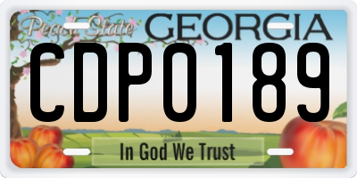 GA license plate CDP0189